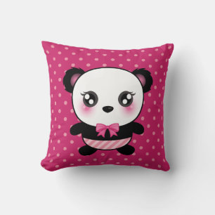 Coussin Bébé mignon Panda Ours Pois rose Motif