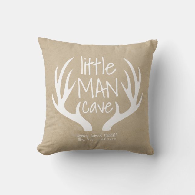 Coussin Bébé mignon Petit homme Grotte statistiques de nai (Recto)