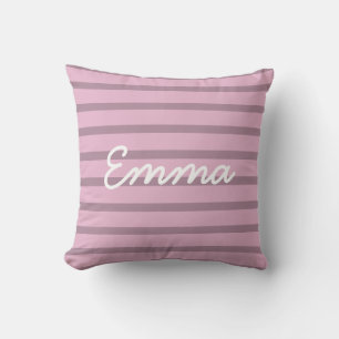 Coussin Bébé mignon Rose rose et mauve rayé