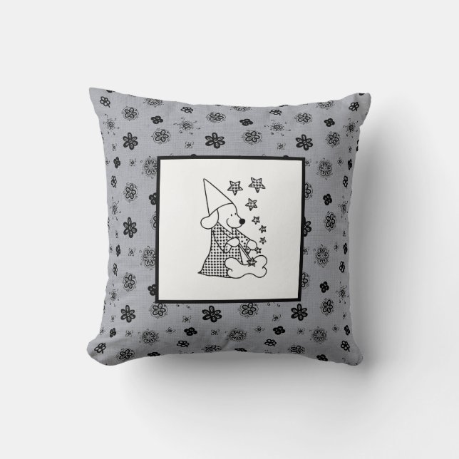 Coussin Bébé moderne pour enfants Black Dog Magicien (Recto)