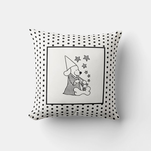 Coussin Bébé moderne pour enfants Black Dog Magicien (Recto)