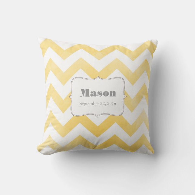 Coussin bébé - motif chevron jaune (Recto)