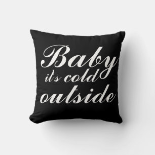 Coussin Bébé noir et blanc réversible Il fait froid dehors