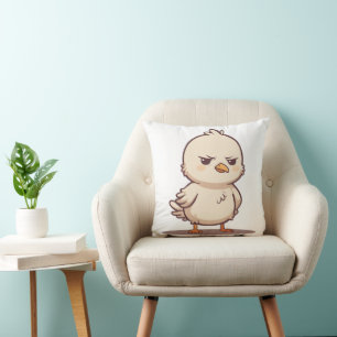 Coussin Bébé Oiseau Drôle et Grincheux Dessin Animé Kawaii