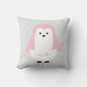 Coussin Bébé Pingouin Rose Jeu d'oreiller