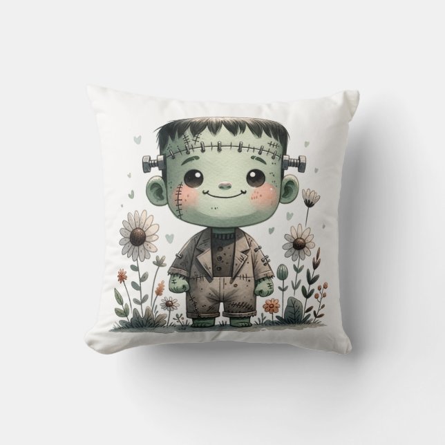 Coussin Bébé précieux Frankenstein avec Fleur sauvage | Cu (Recto)