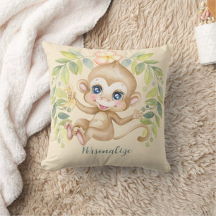 Coussin Bébé singe adorable, animal de jungle mignon