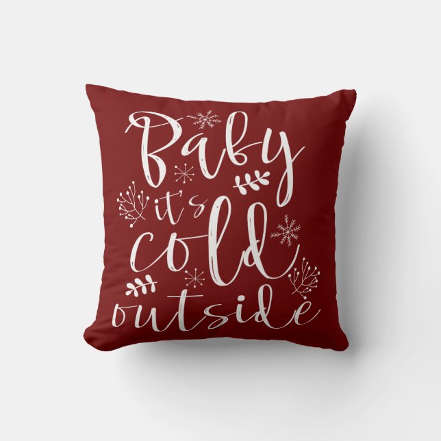 Coussin Bébé Son Froid Dehors Joli Noël Rouge & Blanc (Recto)