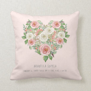 Coussin Bébée douce  Statistiques de naissance Flore de fo