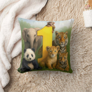 Coussin Bébés Animaux Sauvages Avec un Numéro Un
