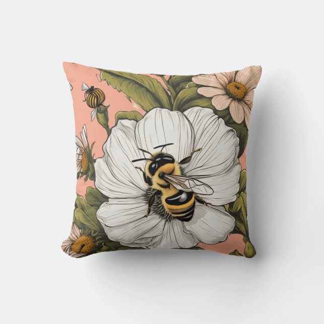 Coussin Bee Floral (Recto)