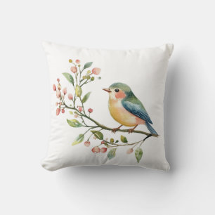 Coussin Bel Oiseau Aquarelle