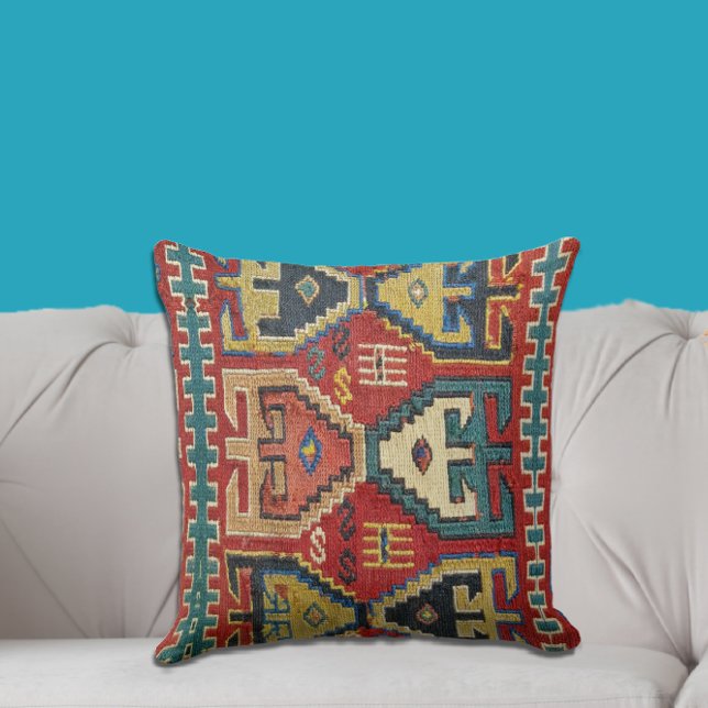Coussin Belle antiquité Tribal Kilim Style Design de tapis (Créateur téléchargé)