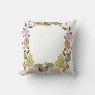 Coussin Belle aquarelle automne couronne de feuille