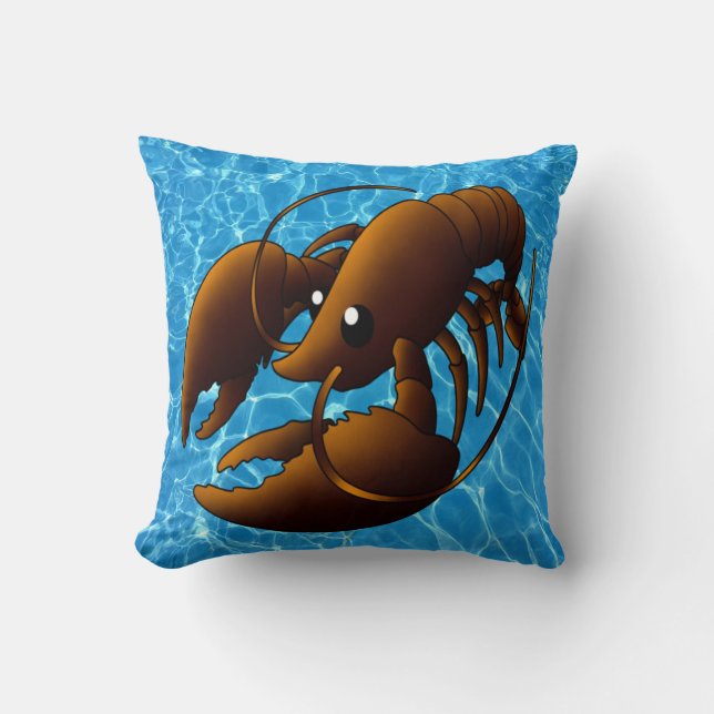 Coussin Belle caricature de homard orange (Recto)