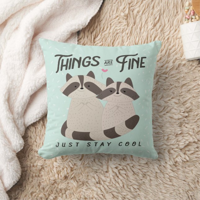 Coussin Belle Carte Raccoons, Les Choses Sont Bonnes, Racc (Couverture)