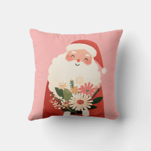 Coussin Belle Cartoon Santa Claus avec Fleurs Noël Pépiniè