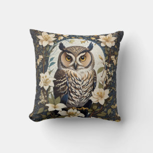 Coussin Belle Chouette Et Fleurs De Jasmin