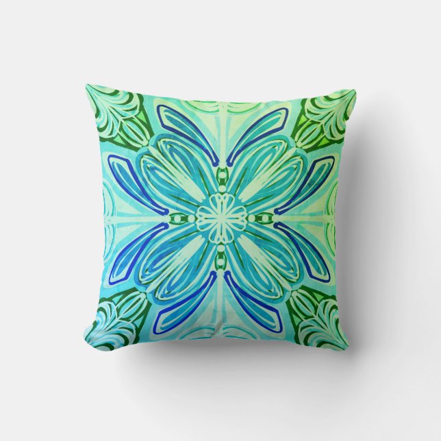 Coussin Belle conception graphique verte (Recto)
