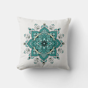Coussin Belle décoration de mandala turquoise