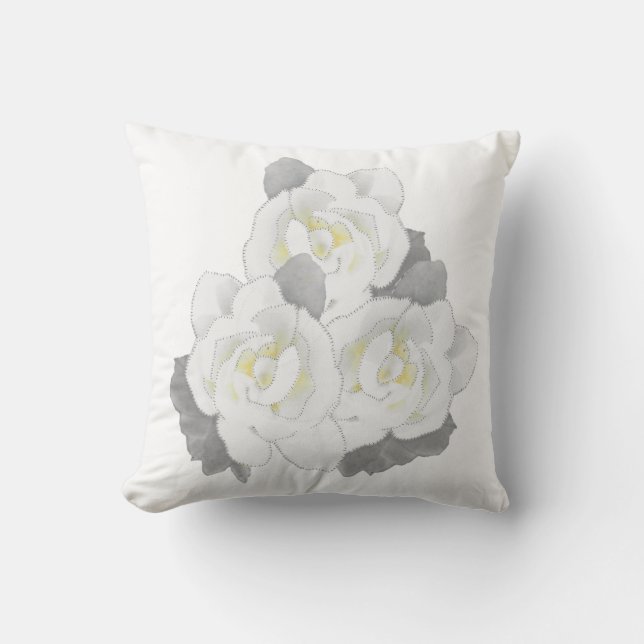Coussin Belle Fleur blanche sur blanc (Recto)