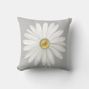 Coussin Belle fleur de marguerite sur fond gris clair