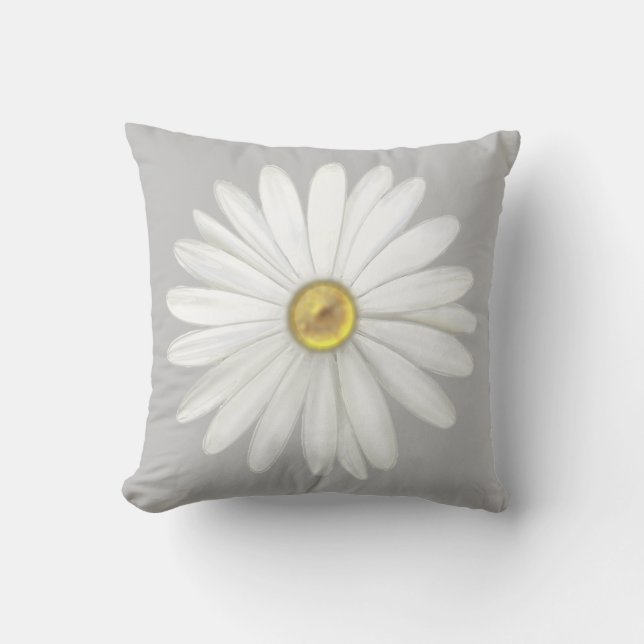 Coussin Belle fleur de marguerite sur fond gris clair (Recto)