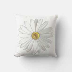 Coussin Belle Fleur marguerite sur blanc
