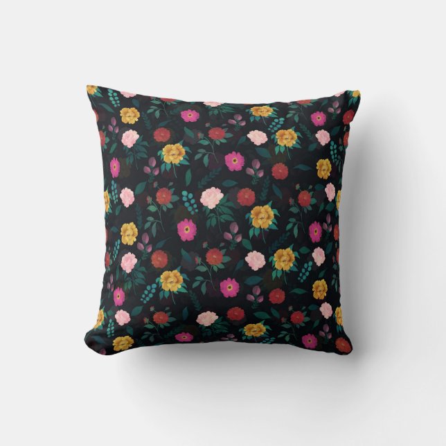 Coussin Belle Fleurs florissantes Motif de Jardin de nuit (Recto)