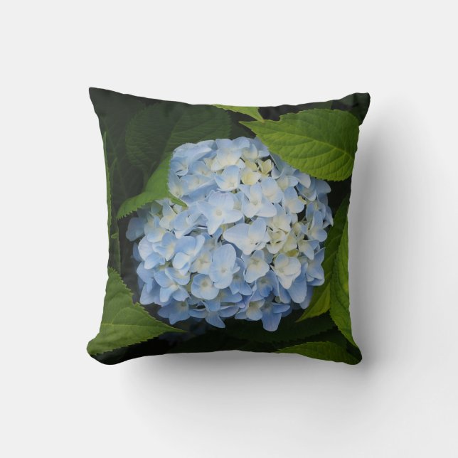 Coussin Belle Hydrangée Bleue Photo Florale (Recto)