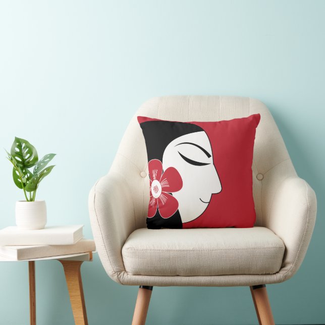 Coussin Belle illustration de femme (Chaise)