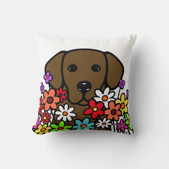 Coussin Belle illustration de Labrador de chocolat d'âme (Recto)