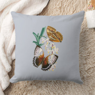 Coussin Belle illustration Vintage de papillon floral
