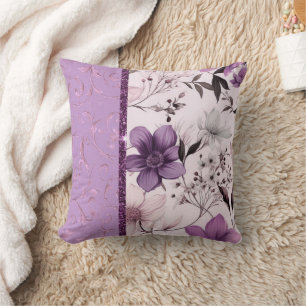 Coussin Belle lavande et rose floral