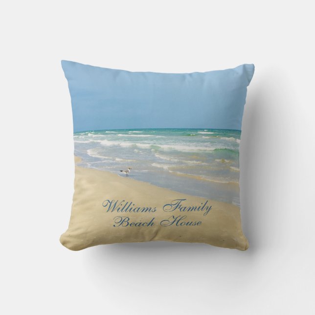 Coussin Belle Maison de plage Personnalisée Photo Côtière  (Recto)