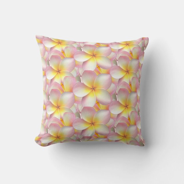 Coussin Belle Pastel Frangipani Plumeria Fleurs (Recto)