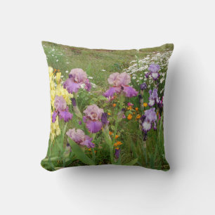 Coussin Belle photo florale d'iris violet