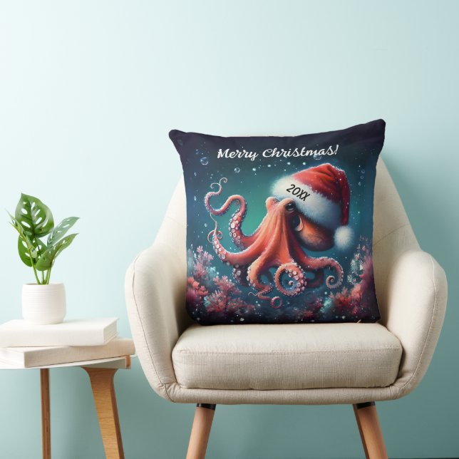 Coussin Belle pieuvre à Santa Hat (Chaise)