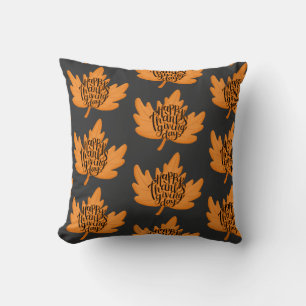 Coussin Belle typographie de Bon thanksgiving sur Leaf Fal