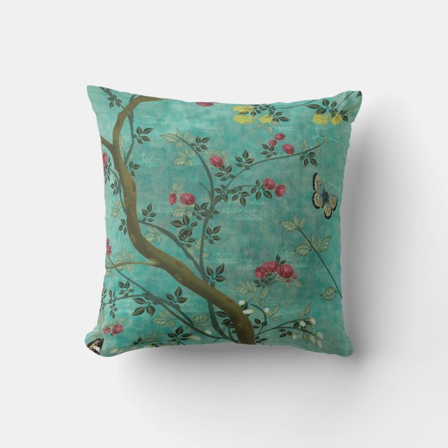 Coussin Belle vintage fleur d'antiquités papillons (Recto)