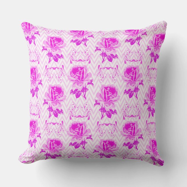 Coussin Belle Vintage florale pourpre (Recto)
