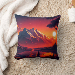 Coussin belle vue sur les montagnes avec un lac