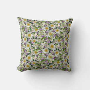 Coussin Belles fleurs blanches et violettes