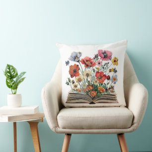 Coussin Belles Fleurs De Livre Lecteurs Écrivains
