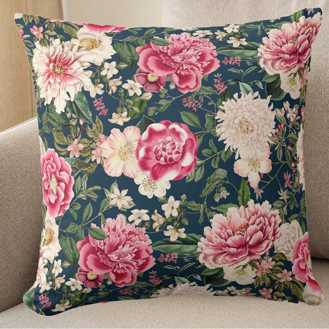 Coussin Belles pivoines roses florales (Créateur téléchargé)