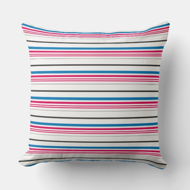 Coussin Belles rayures blanches bleues (Recto)