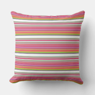 Coussin Belles rayures blanches colorées
