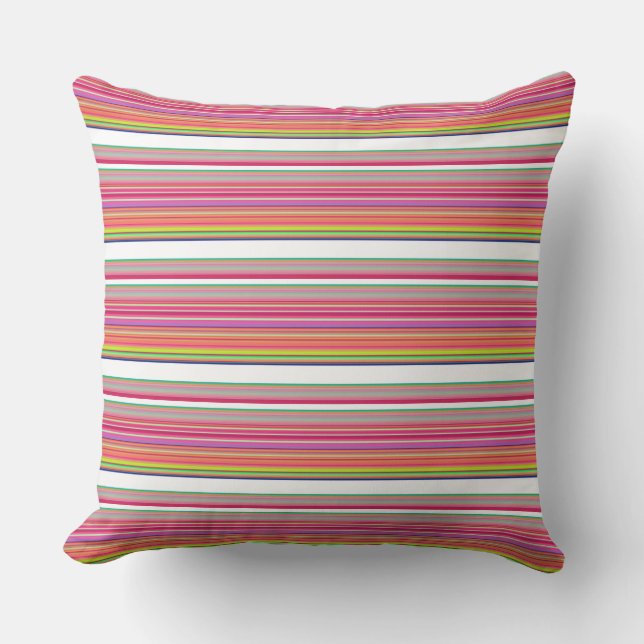 Coussin Belles rayures blanches colorées (Recto)