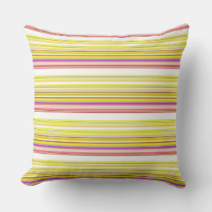 Coussin Belles rayures jaunes blanches