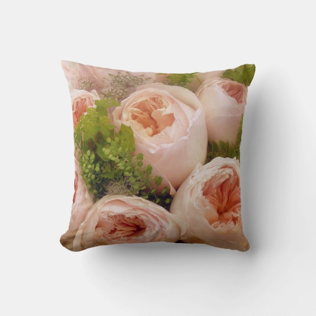 Coussin Belles roses rose pâle (Recto)